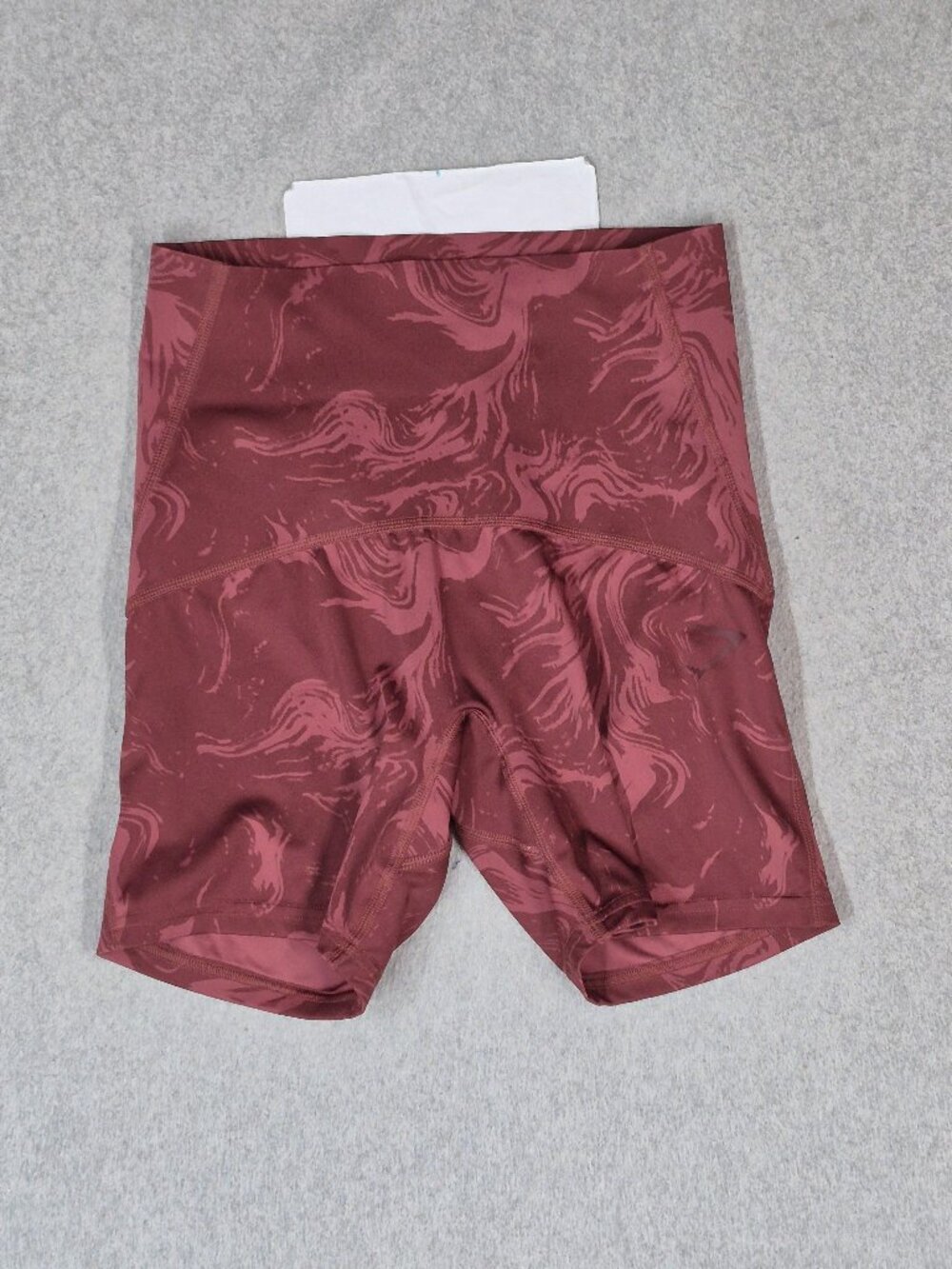 Gymshark Women Activewear Shorts S Red Tie Dye Power High Rise Ruched 3.5"